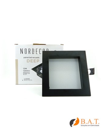 PLAFON LED QUADRADO RECUADO DEEP 12W 4000K PRETO