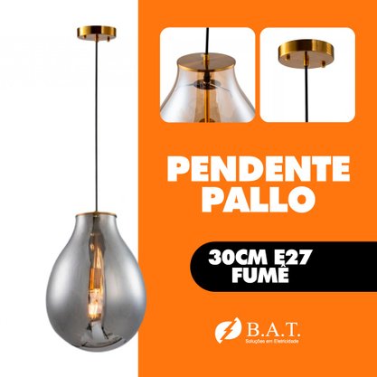 PENDENTE PALLO 30CM E27 FUMÊ