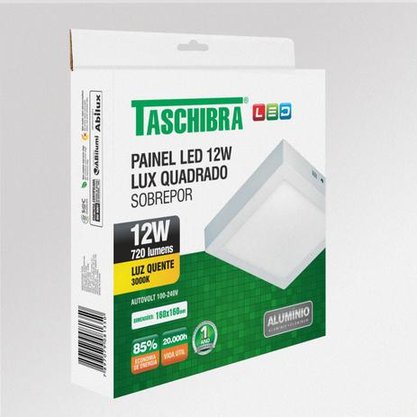 PLAFON LED 12W LUX QUADRADO SOBREPOR 3000K