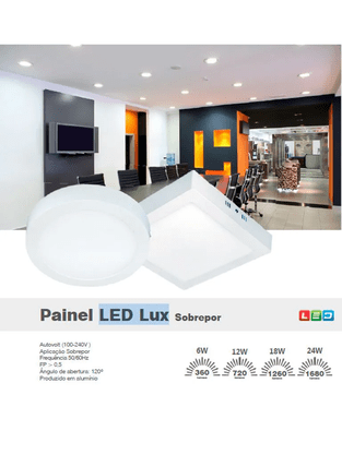 PLAFON LED 12W LUX QUADRADO SOBREPOR 3000K