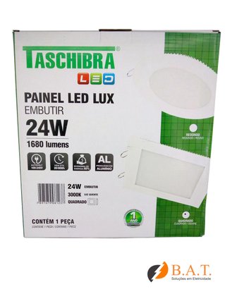 PLAFON LED 24W LUX QUADRADO EMBUTIR 3000K