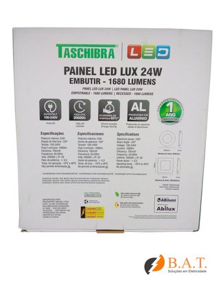 PLAFON LED 24W LUX QUADRADO EMBUTIR 3000K