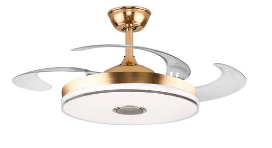 VENTILADOR DE TETO RETRATIL MUXI DOURADO C/ SOM BLUETOOTH