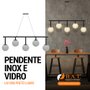 PENDENTE INOX E VIDRO LN1098 PRETO