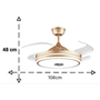 VENTILADOR DE TETO RETRATIL MUXI DOURADO C/ SOM BLUETOOTH